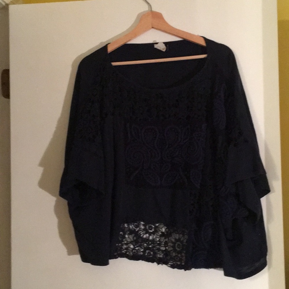 Anthropologie lace boxy shirt